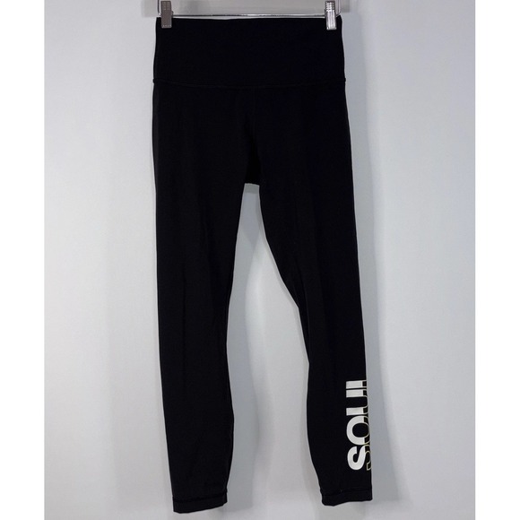 lululemon athletica Pants - Lululemon SoulCycle Wunder Under Crop Leggings Black High Rise Size 6